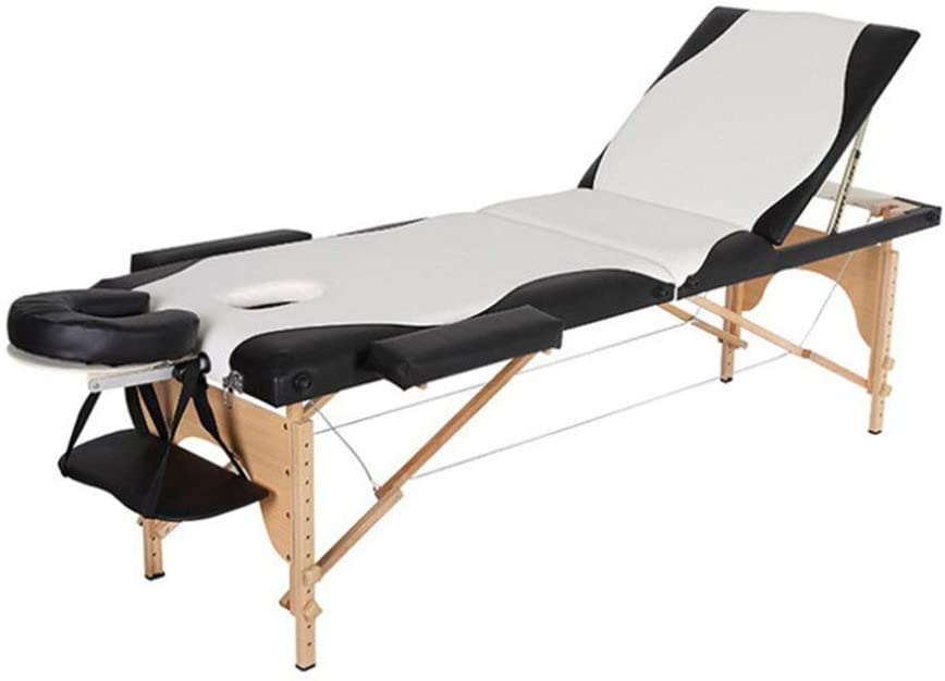 Foldable massage table showing sturdy frame and legs