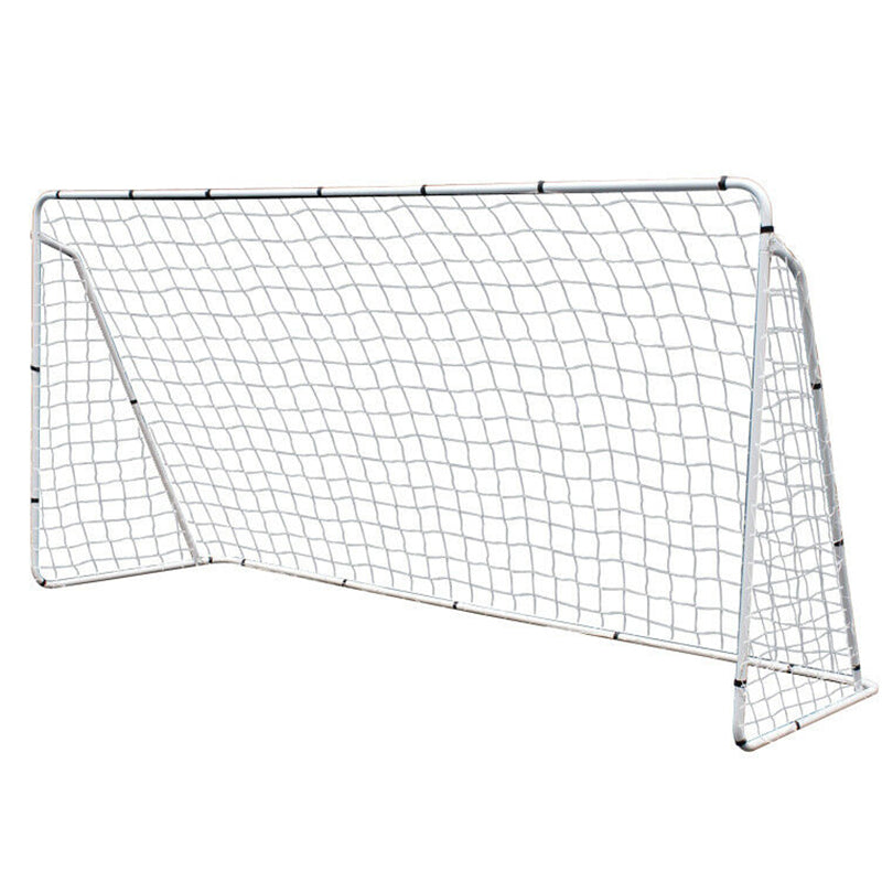 Steel tube frame of soccer football goal in white