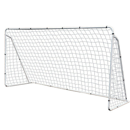 Steel tube frame of soccer football goal in white