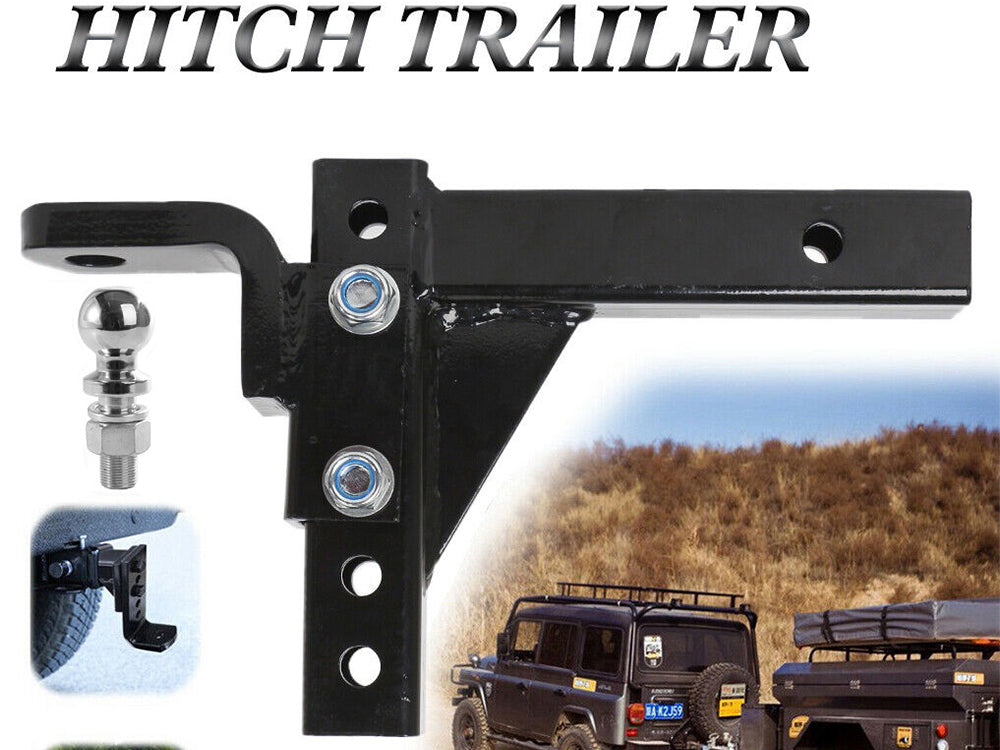 Trailer tow hitch ball mount installed on 2 inch receiver for towing