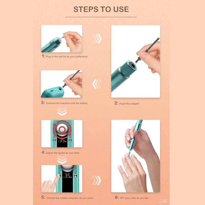 Nail drill kit compact and portable for easy storage and travel