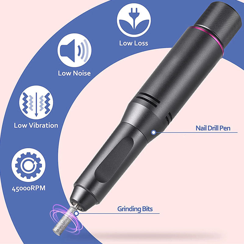 Nail drill kit cordless design with rechargeable battery pack