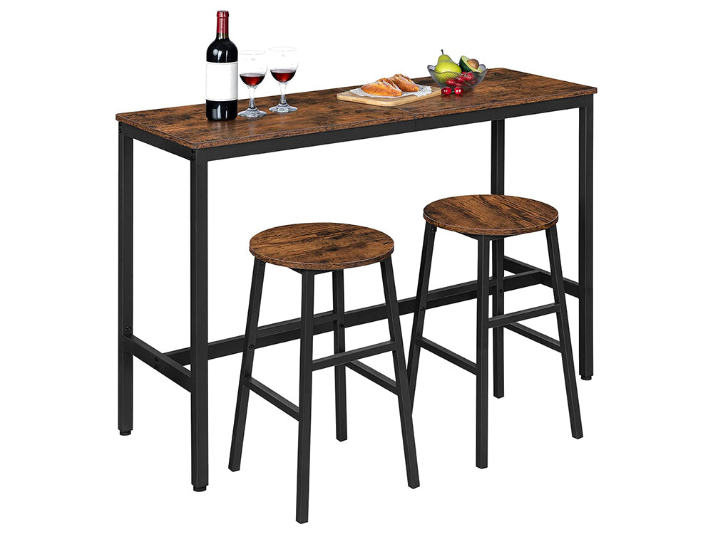 Rustic Bar Table Set with 2 Bar Stools