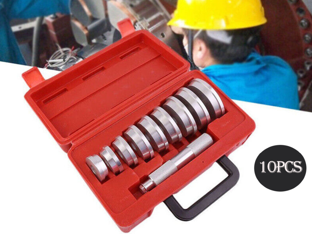 Set of 10 bearing race and seal driver discs in carry case