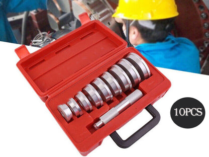 Set of 10 bearing race and seal driver discs in carry case