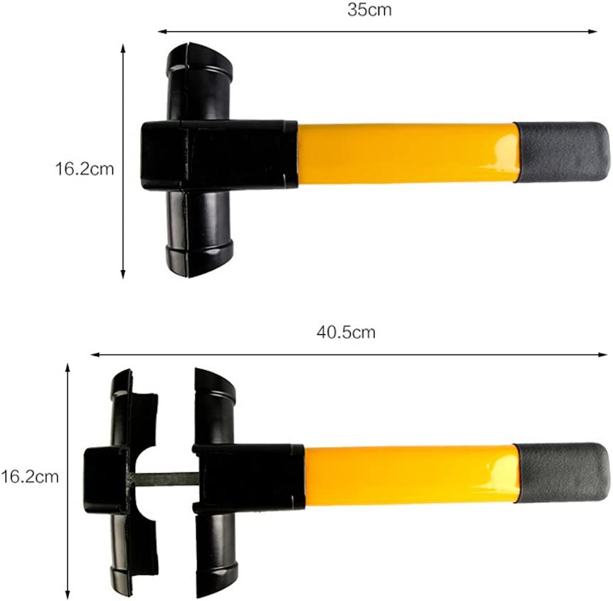 Yellow and black car steering wheel lock angled view