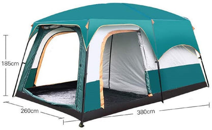 Close up of steel pipe frame on camping tent 8 person