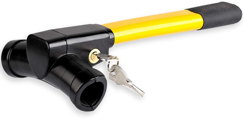 Car steering wheel lock installed on vehicle steering wheel