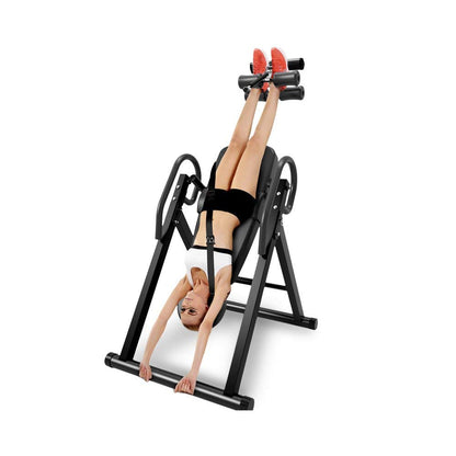 Top view of inversion table back support mat in black and white