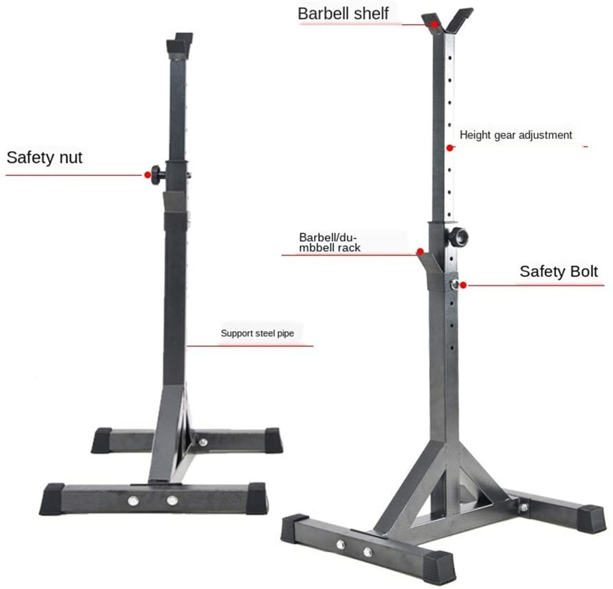 Detail of squat rack weight adjustable lifting stand anti-slip leg ends