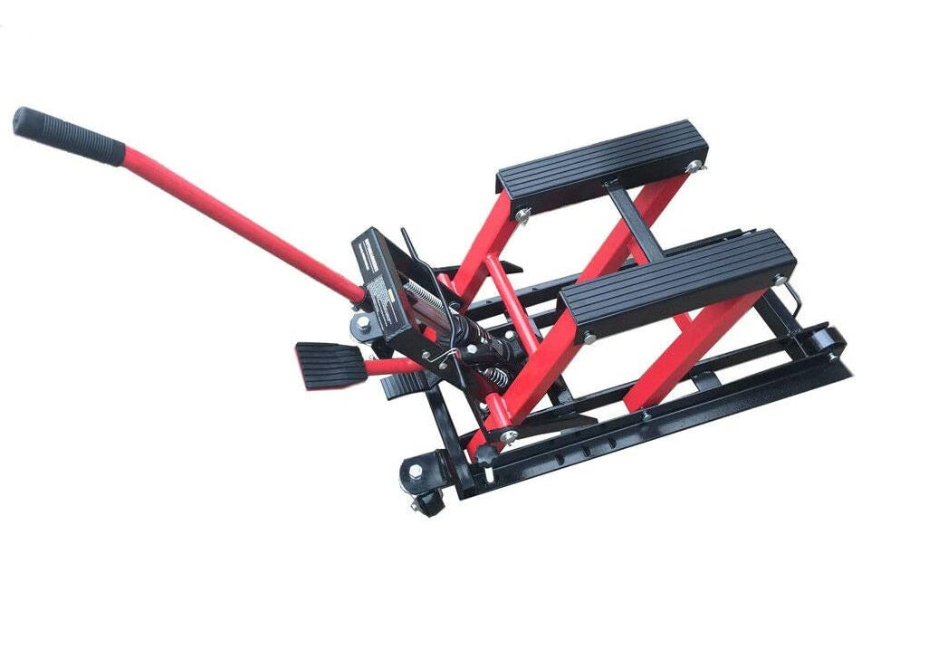 Motorcycle lifter jack height adjustment from 115cm to 405cm