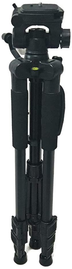 Camera tripod with carry bag packed inside black carry bag for portability