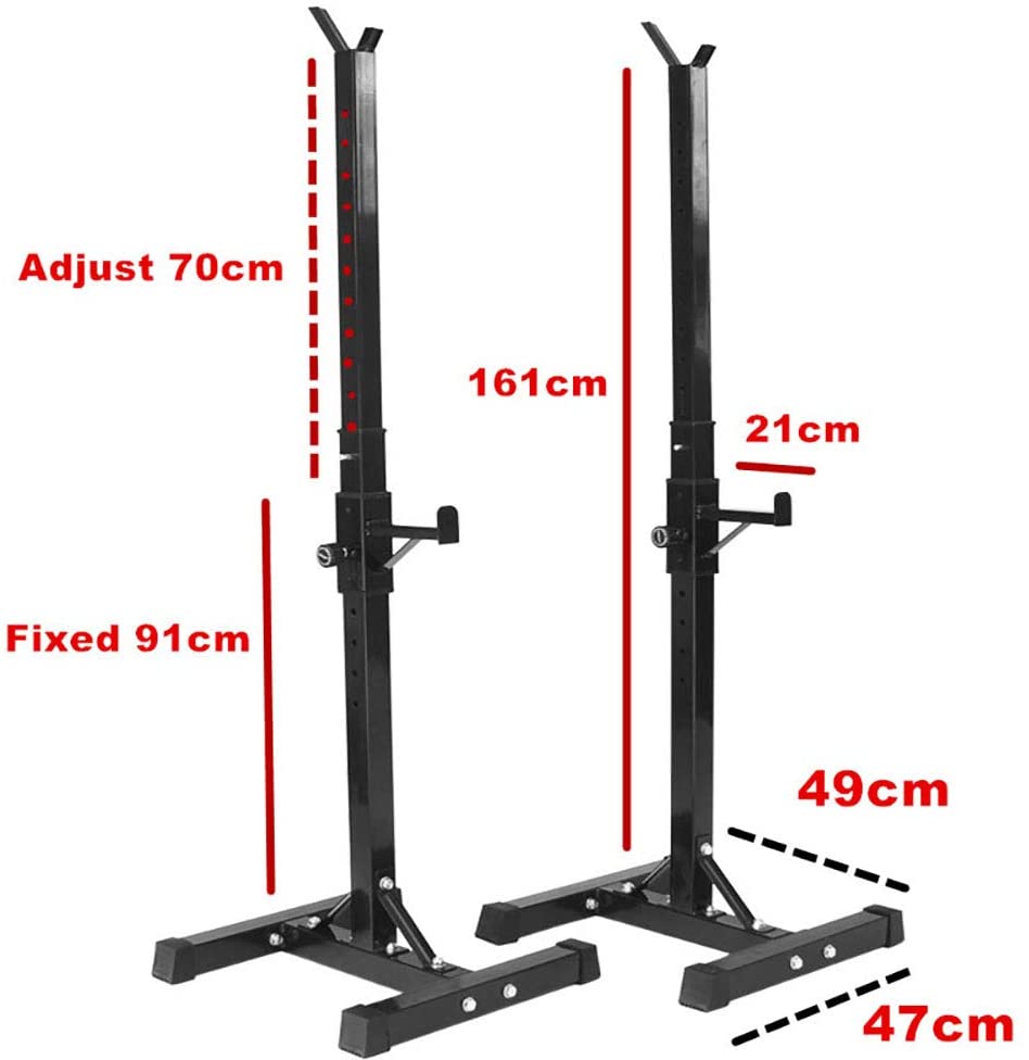 Top view of squat rack weight adjustable lifting stand bar holders with shock pads