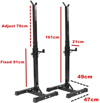 Top view of squat rack weight adjustable lifting stand bar holders with shock pads