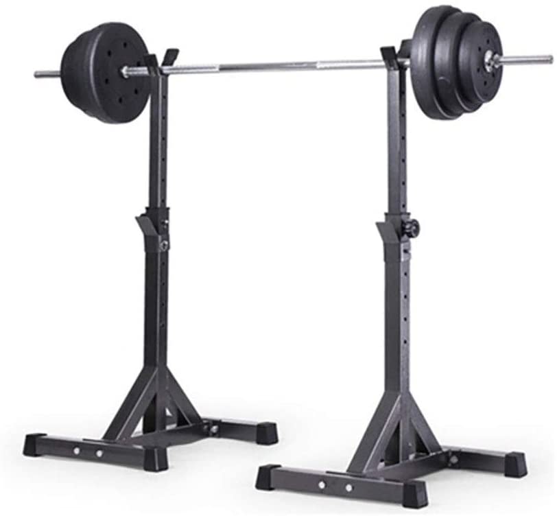 Squat rack weight adjustable lifting stand showing six-level height adjustment