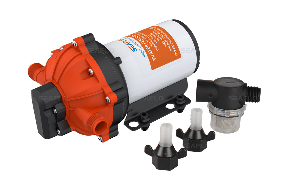 12V diaphragm pump showing 12 inch MNPT threaded ports