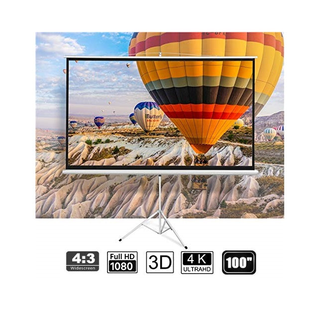 Side view of foldable projector screen stand