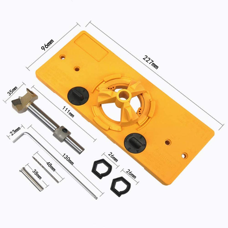 Concealed 35mm Cup Style Hinge Jig Boring Hole Drill Guide with Drill Bit Wood