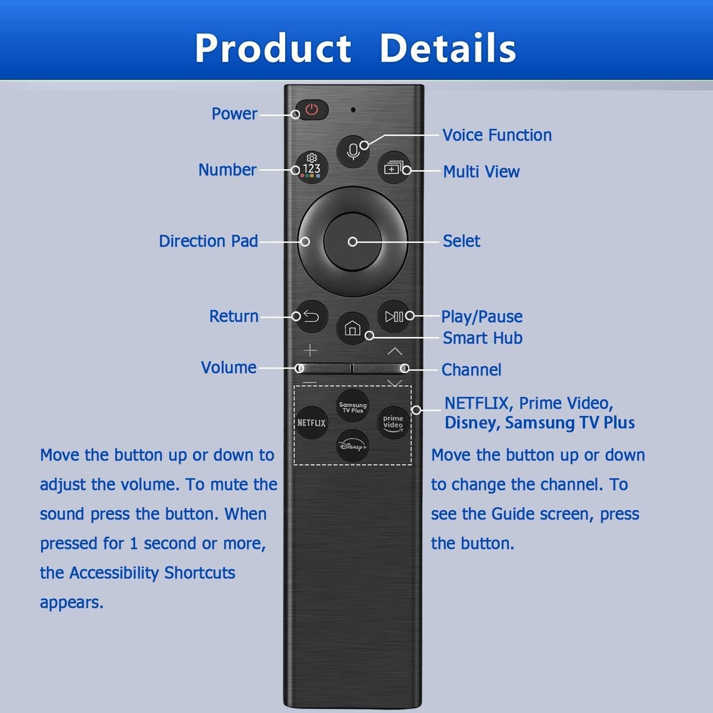 Samsung Smart TV Remote replacement Remote