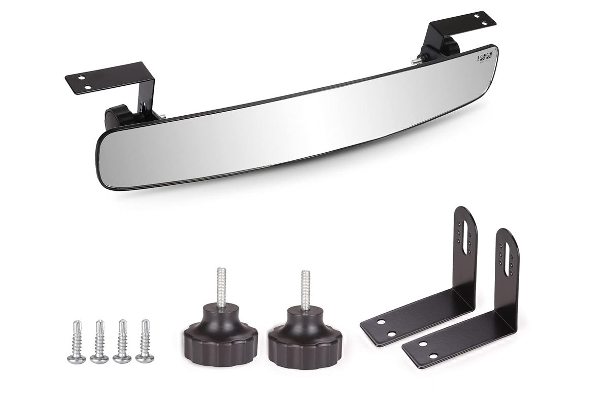 Rear view mirror mounted on golf cart metal crossbar