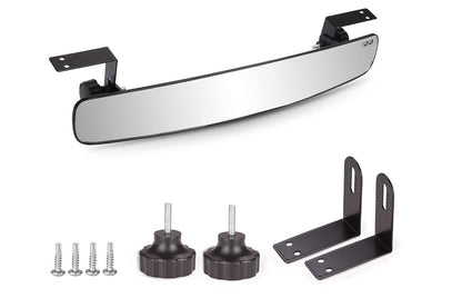 Rear view mirror mounted on golf cart metal crossbar