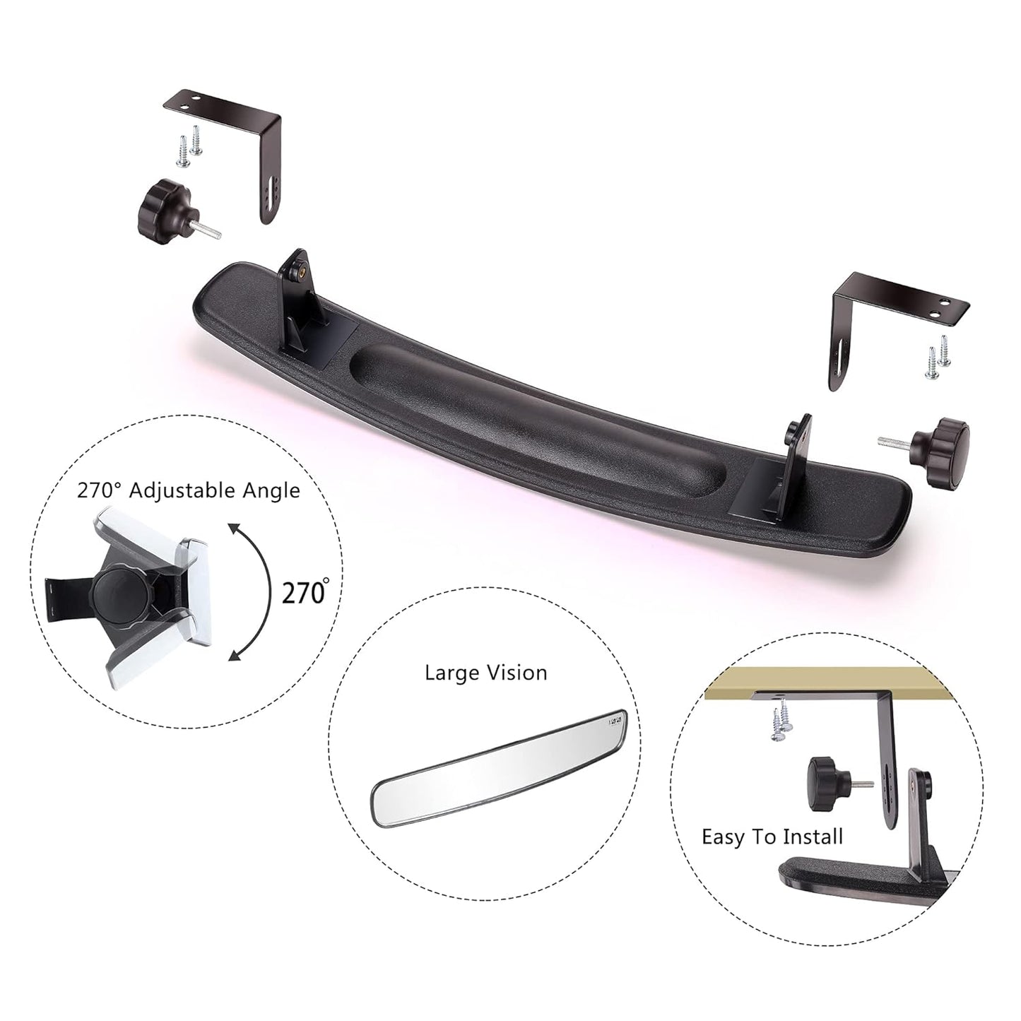 Golf cart mirror with real glass lens for clear images