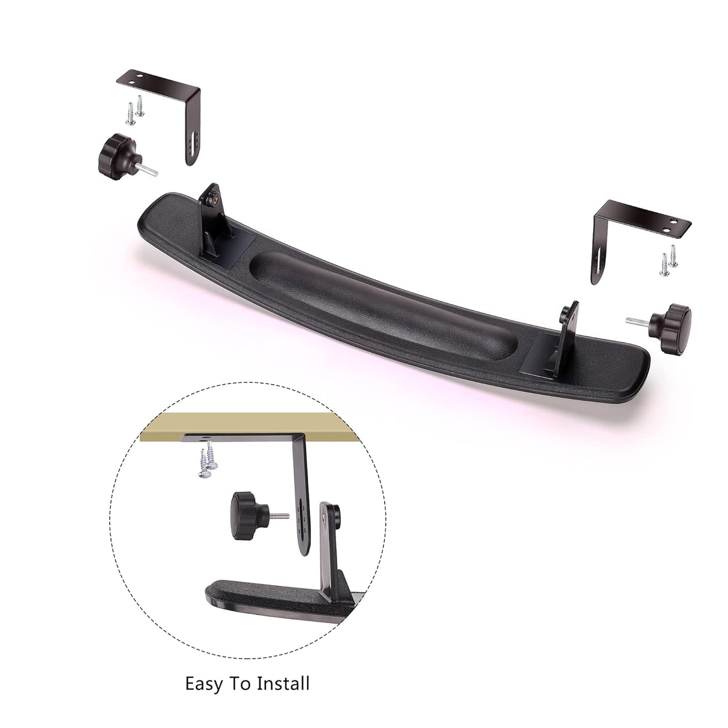 Side angle of golf cart rear view mirror on roof support