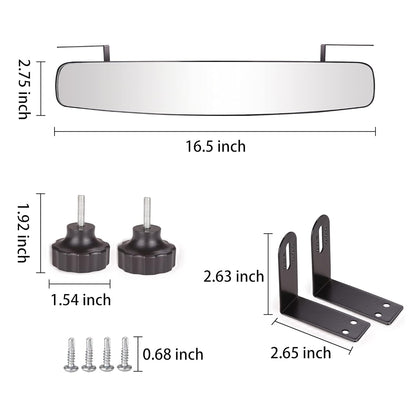 Panoramic golf cart mirror providing wide 180 degree vision
