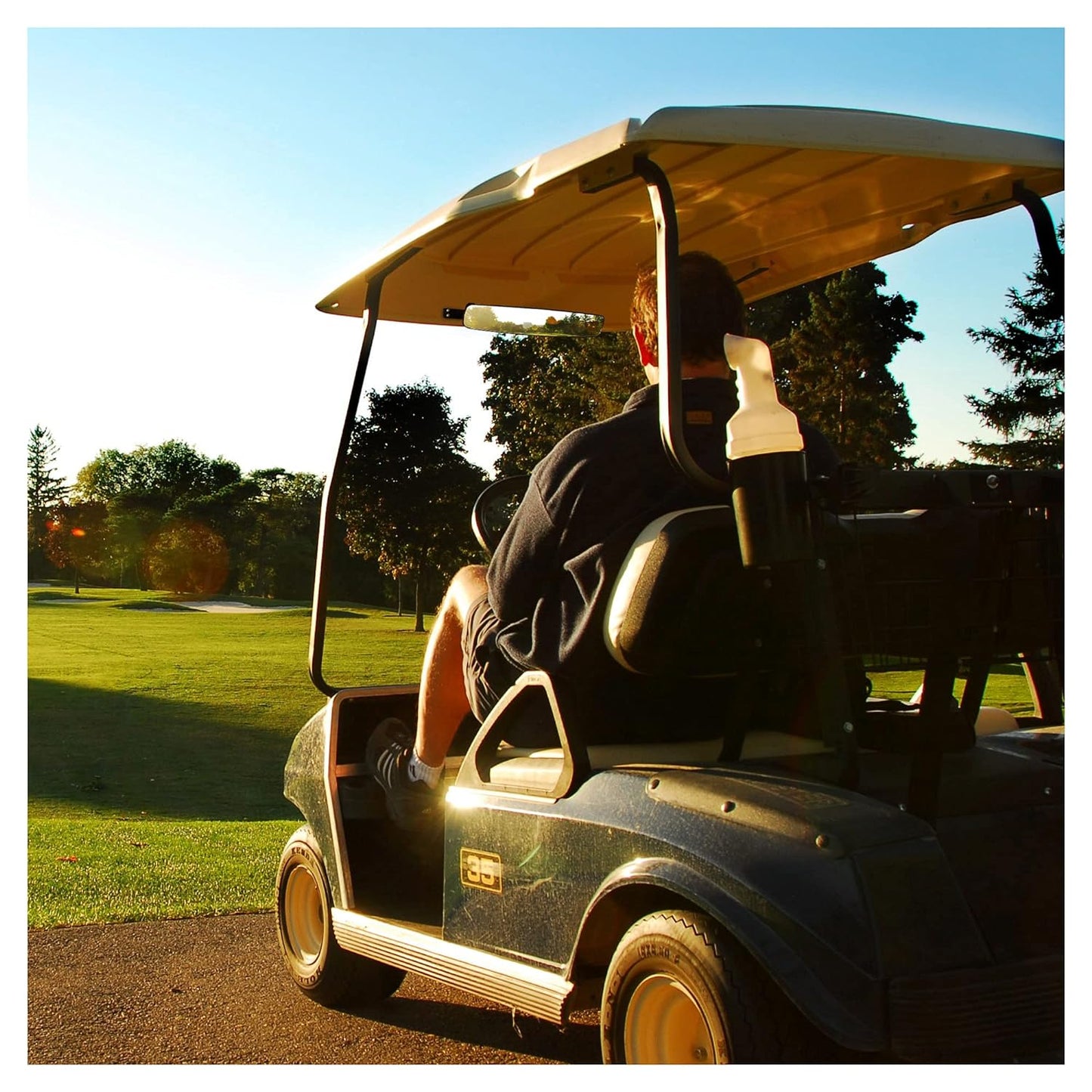 Golf cart mirror installation with self-tapping screws