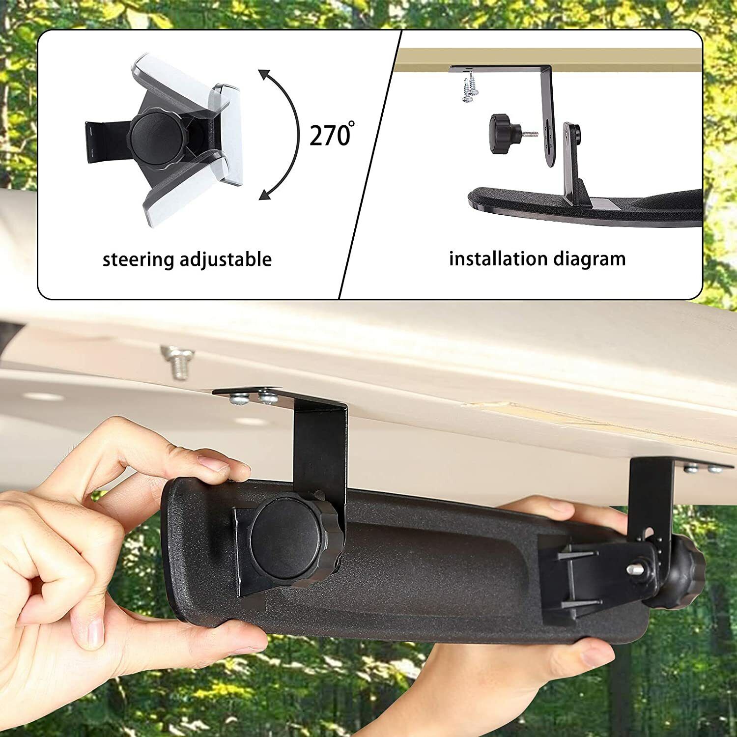 Golf cart mirror set packaging with retail box included