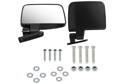 Close-up of convex lens on golf cart side mirror