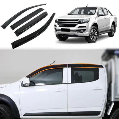 Holden Colorado window visors fitted on vehicle door