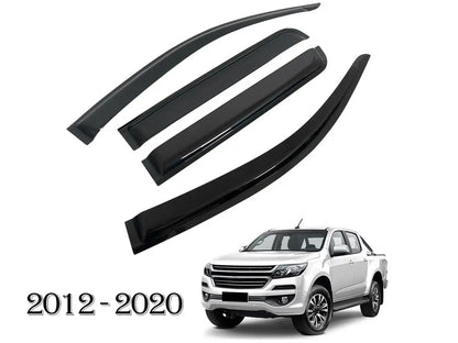 Black Holden Colorado window visors showing curved design