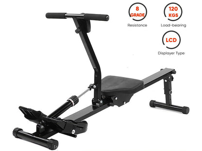 Handlebar detail on rowing machine fitness machine with non-slip texture