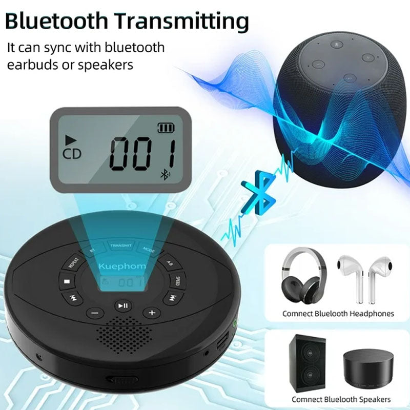 Portable CD player connected to car AUX input