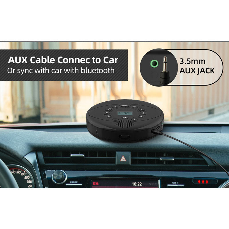 Portable CD player showing built-in speaker grille