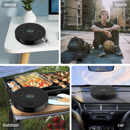 Portable CD player with pouch and charging cable
