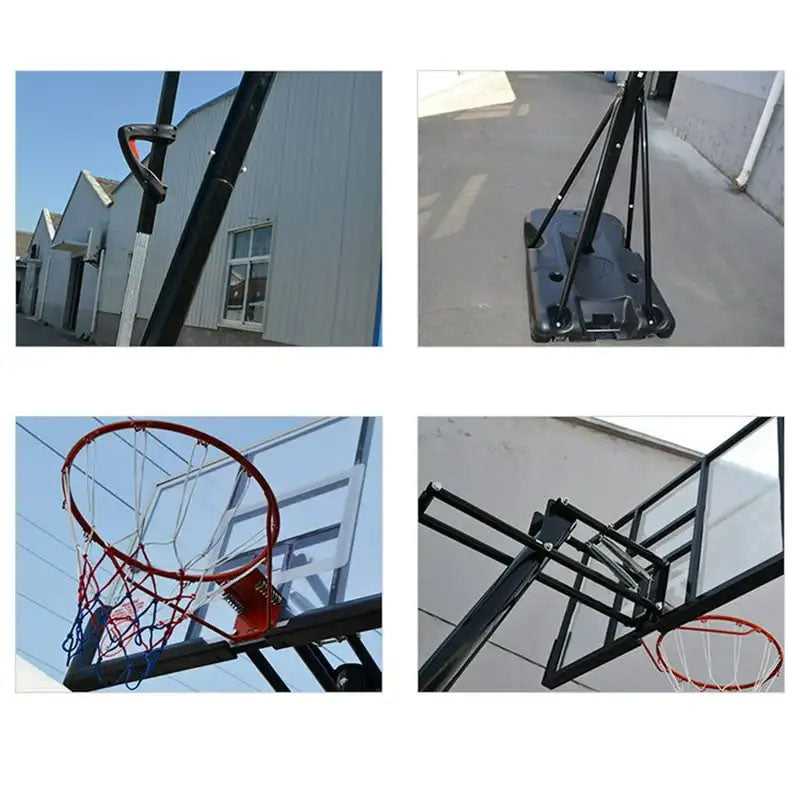 Spring attached to basketball ring for bounce effect on hoop stand