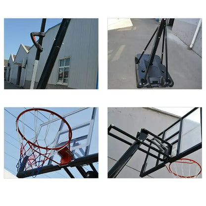 Spring attached to basketball ring for bounce effect on hoop stand