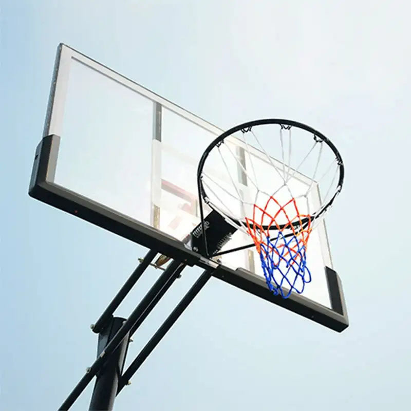 Top angle showing basketball hoop ring and backboard design