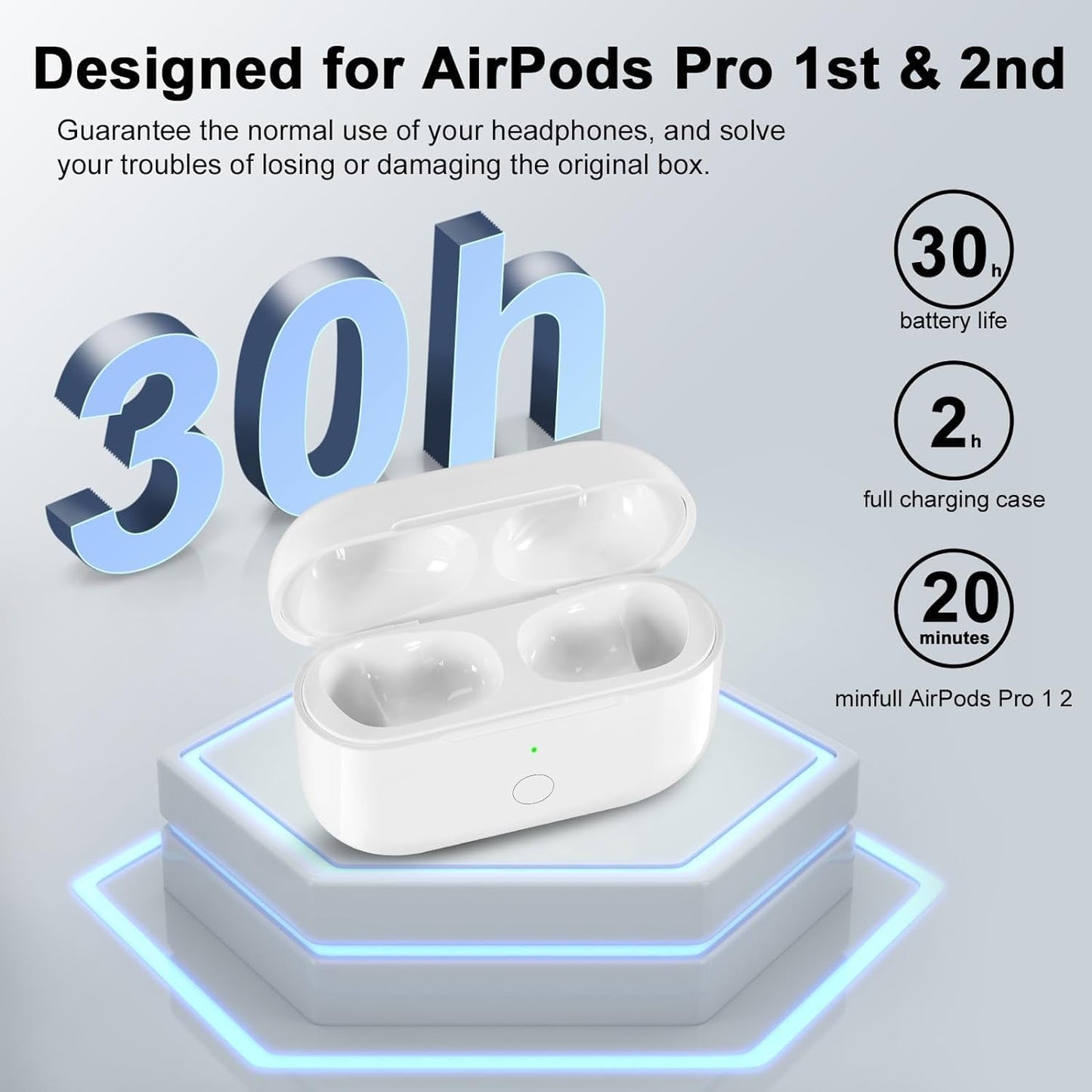 Wireless Charging Case for AirPods Pro 1 / Pro 2 Replacement