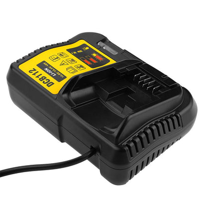 Dewalt battery charger DCB112 showing charging status notification