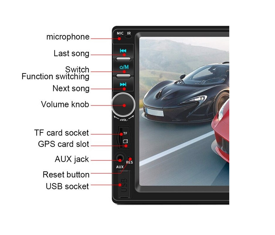 Close up of car stereo reverse camera display in use