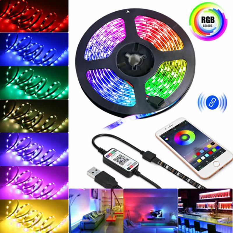LED strip light RGB 5m app control interface on smartphone