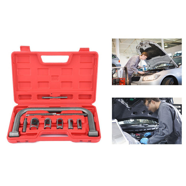 Valve spring compressor tool kit showing C clamp size