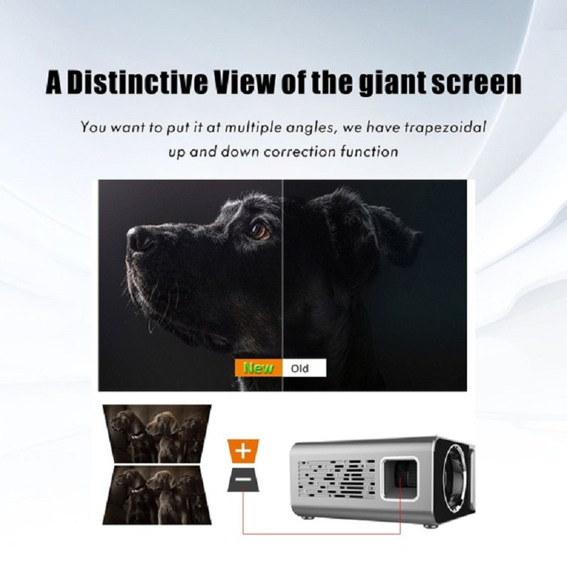 Smart WiFi HD projector with manual keystone correction adjustment