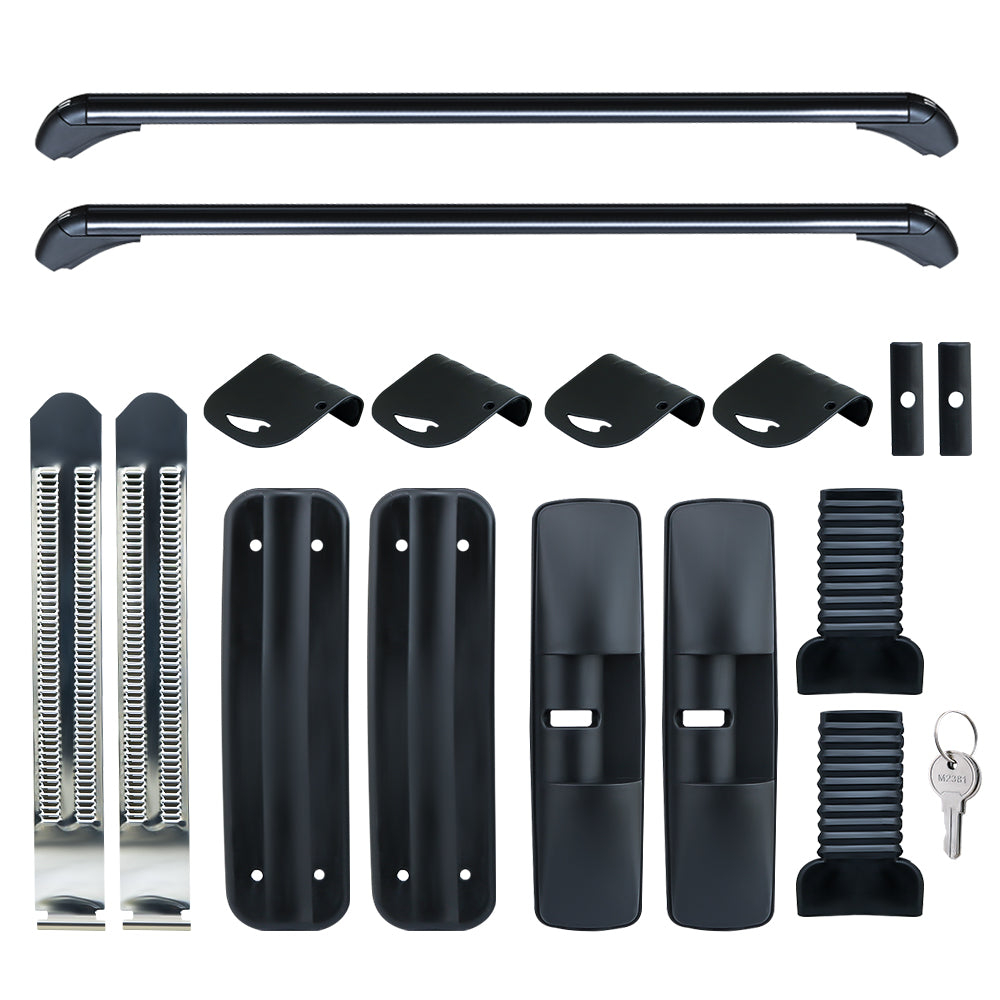 Side view of roof rack universal showing aerodynamic design