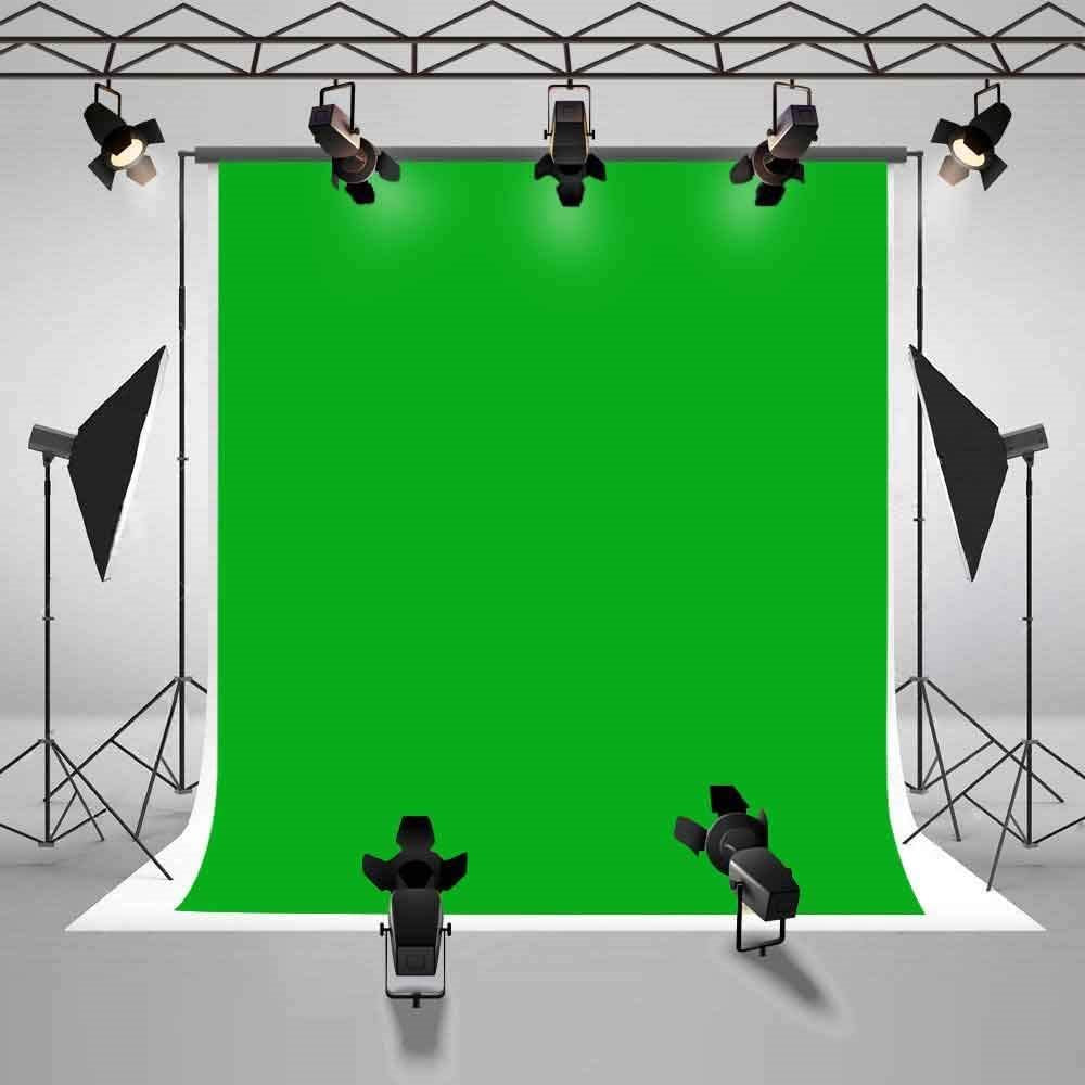 Green screen backdrop being cleaned with damp cloth