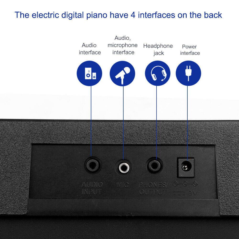 Portable electronic keyboard piano with included stand setup