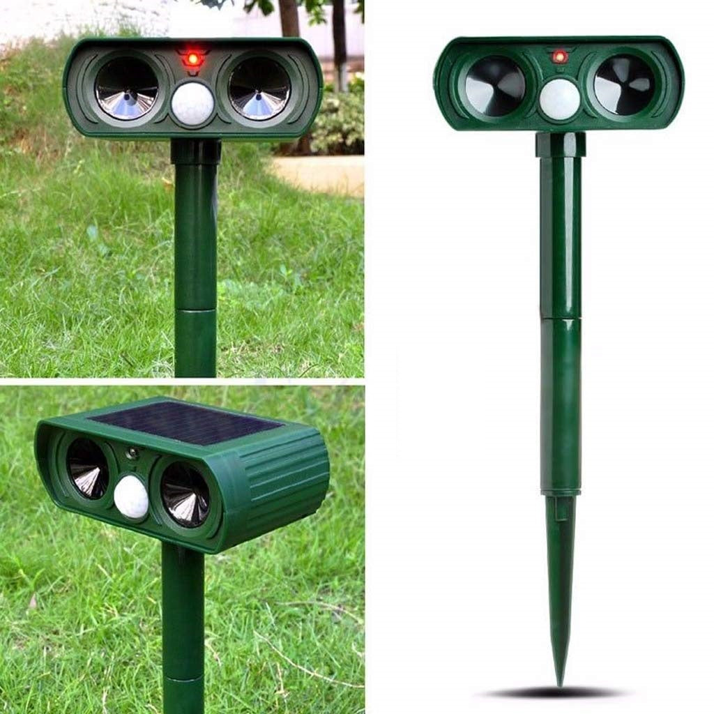 Ultrasonic Solar Powered Insect Animal Repeller PIR Dog Cat Scarer